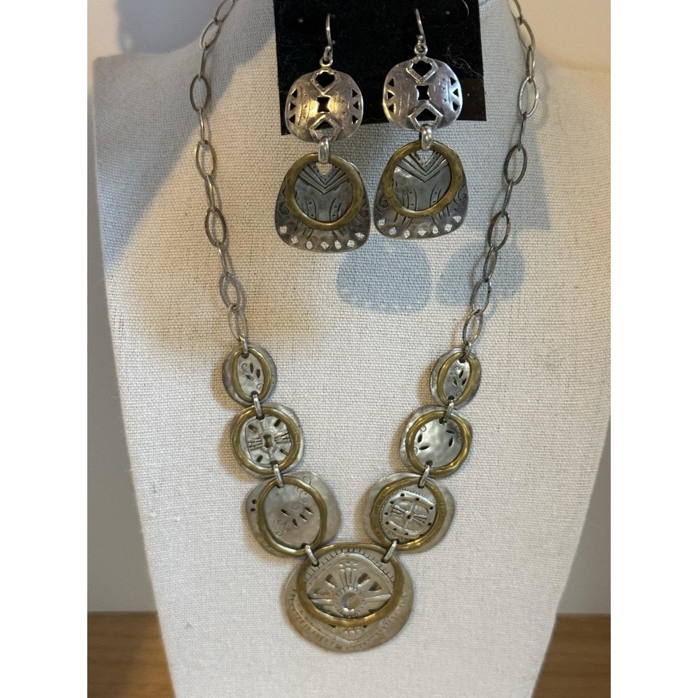 Silpada Boho Bib Necklace N2861 & Matching Earrings W2878 Set Sterling Silver